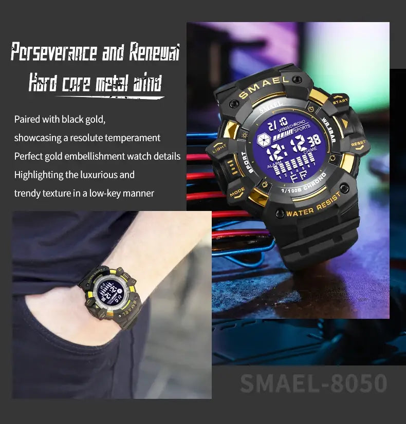 SMAEL 8050 Large Men’s Digital Multifunction Sports Watch