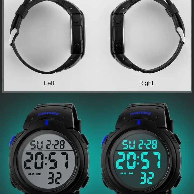 SKMEI 1068 Calendar PU Strap 5Bar Waterproof Digital Watch reloj hombre Outdoor Sport Watch Men Big Dial Fashion Simple