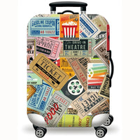 Map & Travel luggage cover – Ticket Collage design