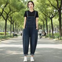 Women’s Cargo Denim Overalls – Multi‑Pocket Patchwork Jumpsuit in Loose Streetwear Fit