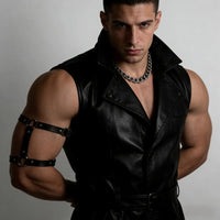 Men’s Faux Leather Arm Bracelet – Adjustable Fashion Accessory