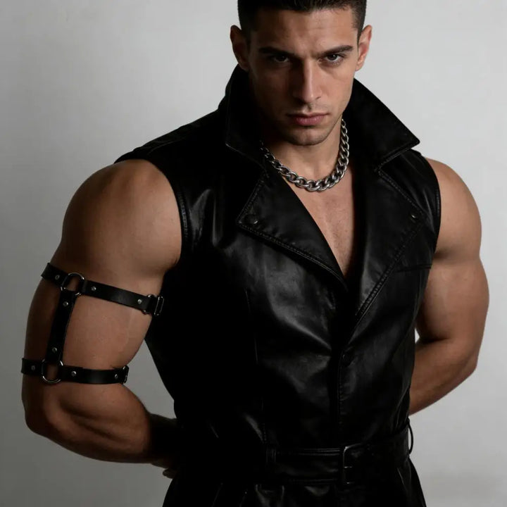 Men’s Faux Leather Arm Bracelet – Adjustable Fashion Accessory