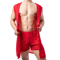 Men’s Summer Bathrobe – Lightweight Hooded Mesh