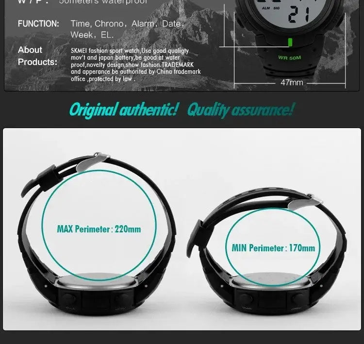 SKMEI 1068 Calendar PU Strap 5Bar Waterproof Digital Watch reloj hombre Outdoor Sport Watch Men Big Dial Fashion Simple