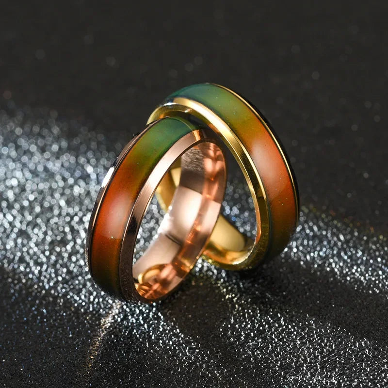 6 mm Colour‑Changing Stainless Steel Ring – Temperature Mood Band