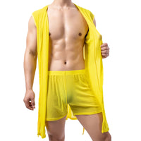 Men’s Summer Bathrobe – Lightweight Hooded Mesh