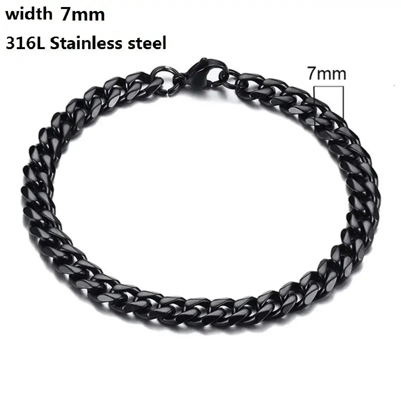 Stainless Steel Cuban Chain Bracelet for Men & Women - Vintage Metal Viking Kpop