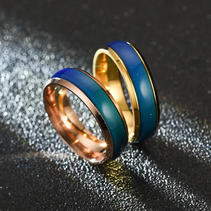 6 mm Colour‑Changing Stainless Steel Ring – Temperature Mood Band