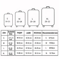 Luggage cover size chart – S, M, L, XL suitcase dimensions in cm
