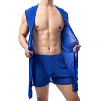 Men’s Summer Bathrobe – Lightweight Hooded Mesh