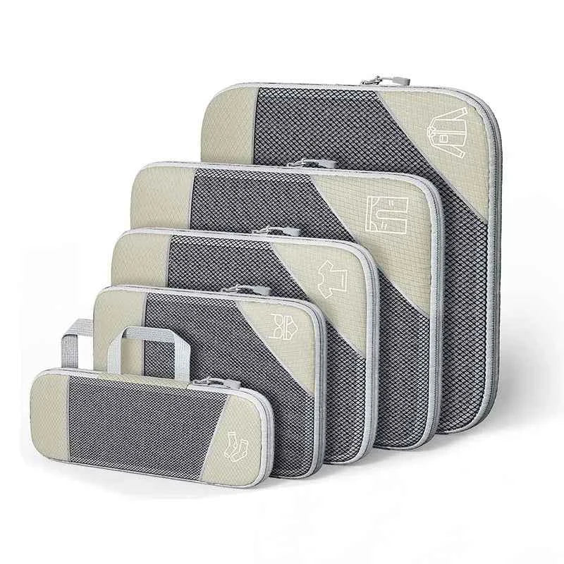Travel Organiser Bag Set – Compression Packing Cubes (5‑Piece)