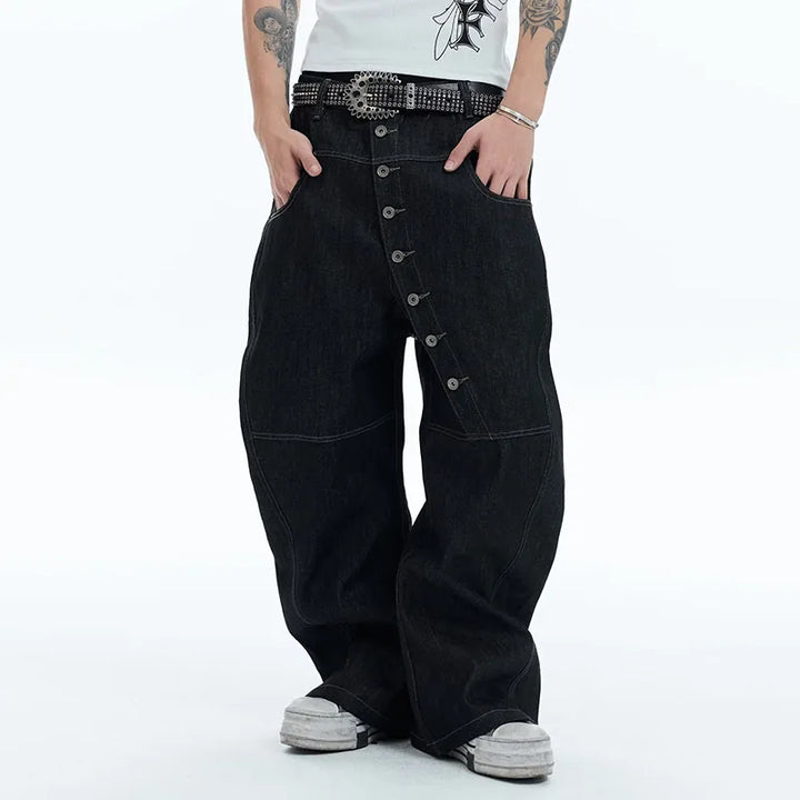 Korean straight leg jeans for men with wide fit