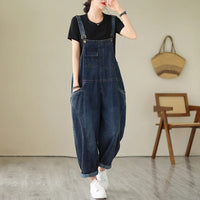 Women’s Cargo Denim Overalls – Multi‑Pocket Patchwork Jumpsuit in Loose Streetwear Fit
