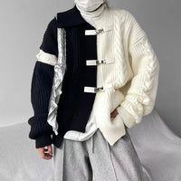 Y2K Men’s Casual Sweater – Soft Spliced Knitwear for Spring & Autumn