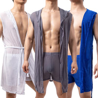 Men’s Summer Bathrobe – Lightweight Hooded Mesh