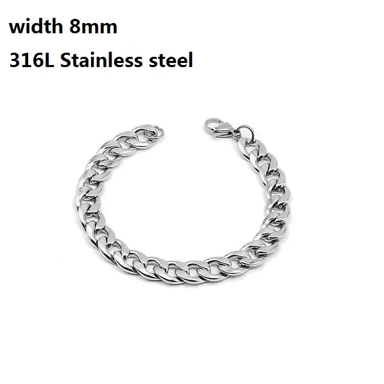 Stainless Steel Cuban Chain Bracelet for Men & Women - Vintage Metal Viking Kpop