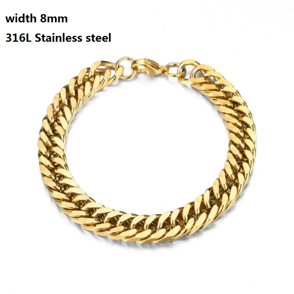 Stainless Steel Cuban Chain Bracelet for Men & Women - Vintage Metal Viking Kpop