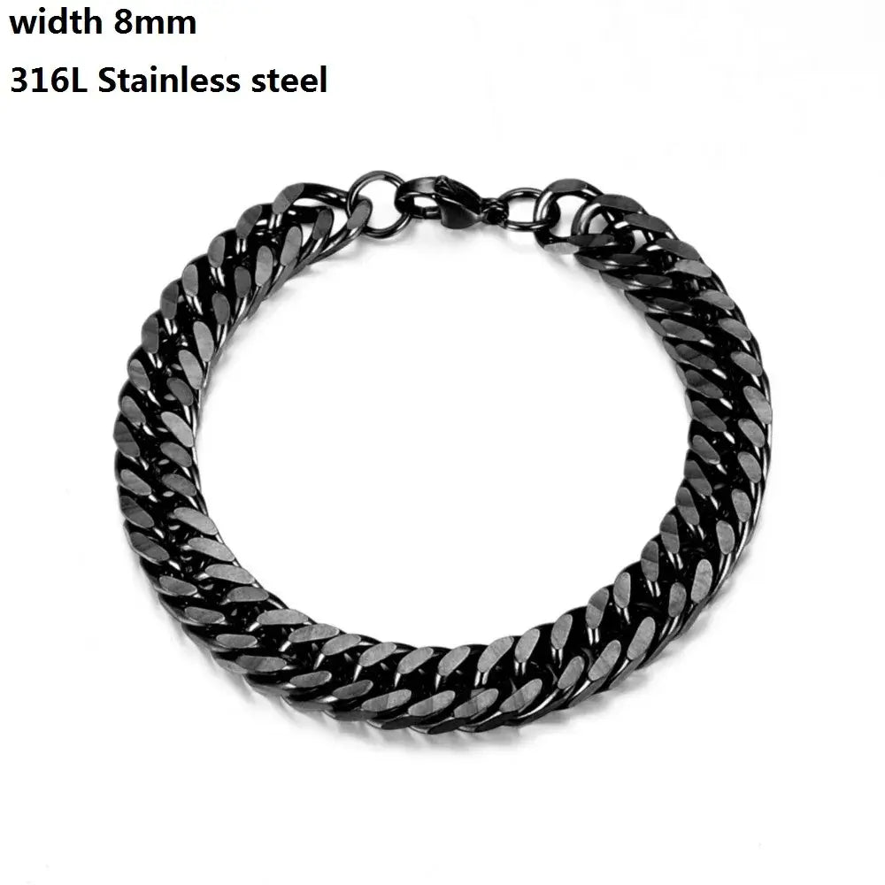 Stainless Steel Cuban Chain Bracelet for Men & Women - Vintage Metal Viking Kpop