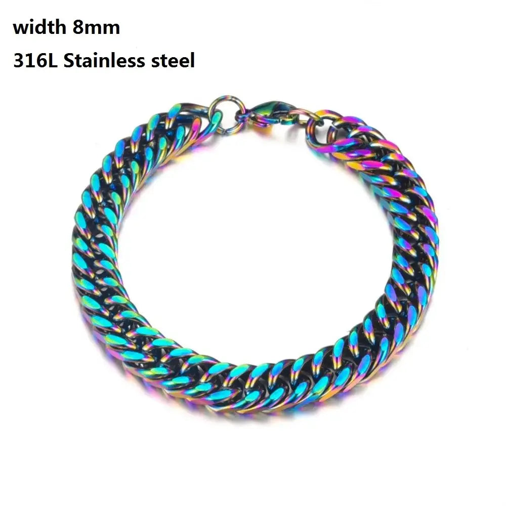 Stainless Steel Cuban Chain Bracelet for Men & Women - Vintage Metal Viking Kpop