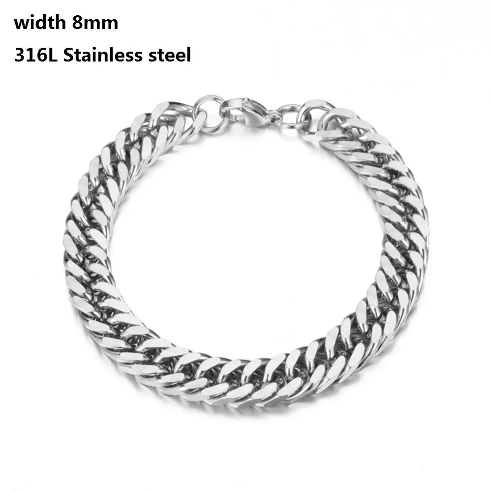 Stainless Steel Cuban Chain Bracelet for Men & Women - Vintage Metal Viking Kpop