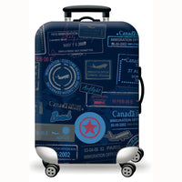 Map & Travel luggage cover – Navy Passport Stamps design