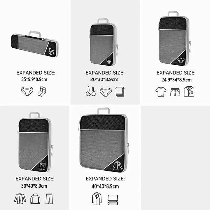 Travel Organiser Bag Set – Compression Packing Cubes (5‑Piece)