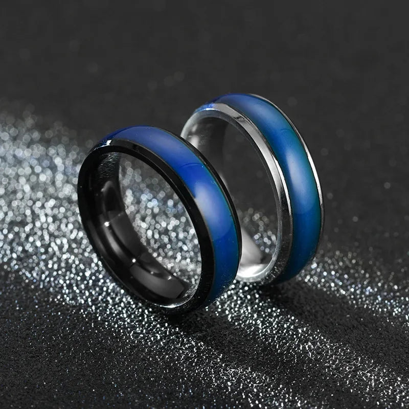 6 mm Colour‑Changing Stainless Steel Ring – Temperature Mood Band