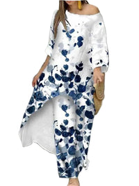 Women’s Floral Two‑Piece Pant Set – Casual Printed Top & Ankle‑Length Trousers