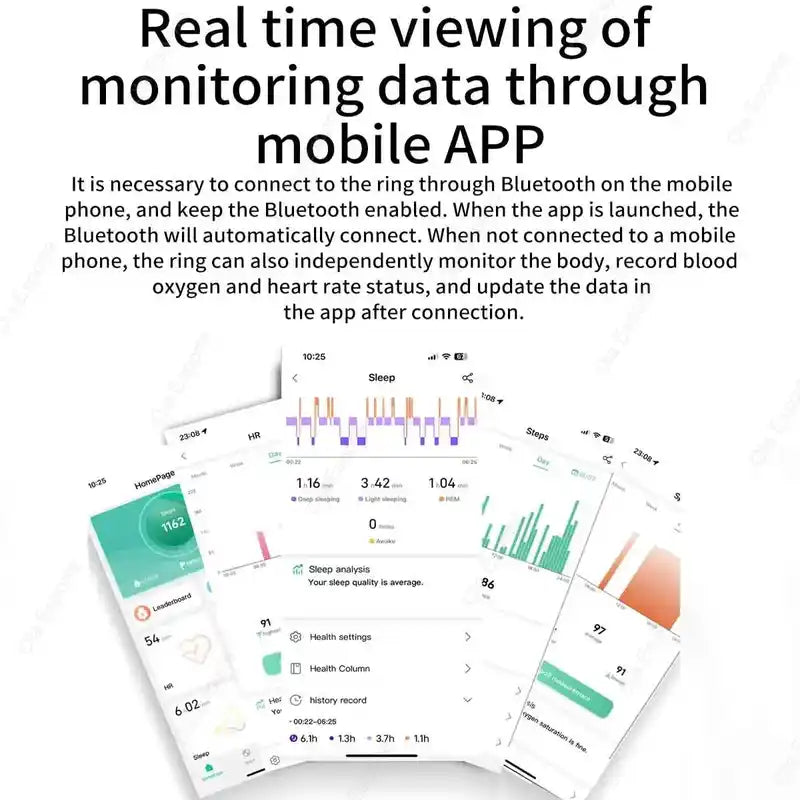 2025 New Smart Ring Men Women, Heart Rate and Blood Oxygen Monitor Smartring IP68 5ATM Waterproof, Multi-sport Mode Finger Ring Lifestyle Travel Trading