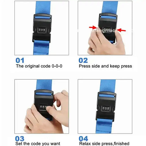 Instructions for setting a combo lock on our colorful adjustable anti-theft strap for travel
