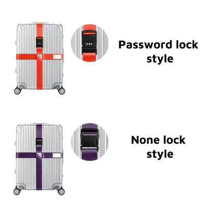 Adjustable Anti-Theft Luggage Strap with Password Lock - Luggage Straps