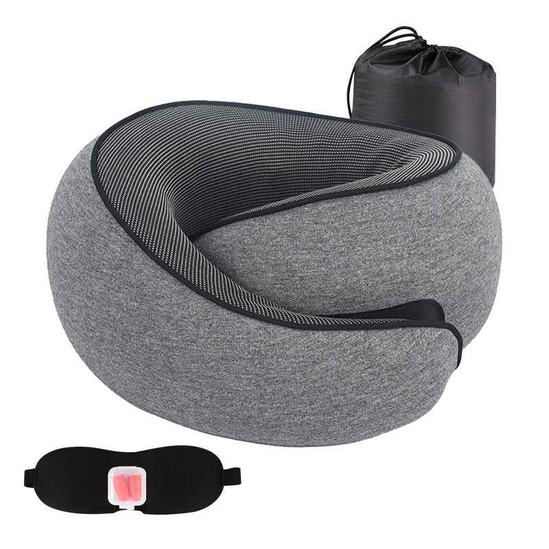 Memory Foam Travel Neck Pillow – Portable Comfort for Airplane & Car