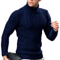 Men’s Turtleneck Twisted Knit Sweater – Long‑Sleeve Thermal Pullover
