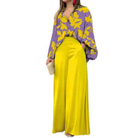 Women’s Printed Wide‑Leg Pants – Lightweight Casual Trousers