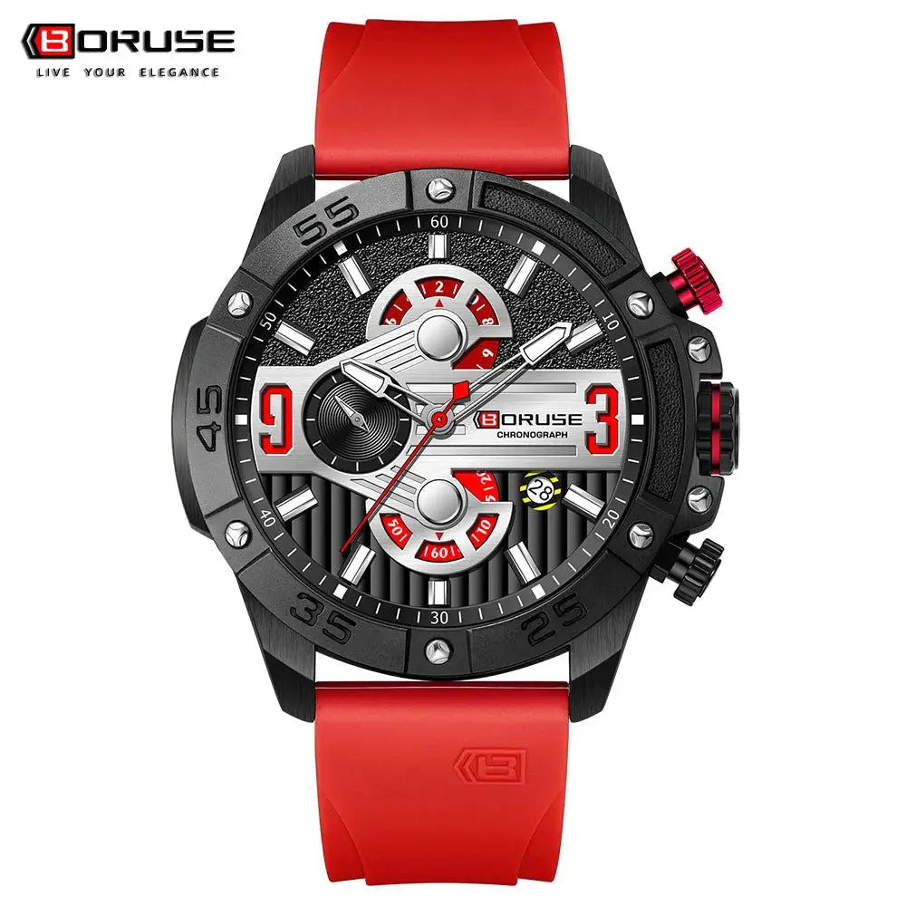 BORUSE Luxury Waterproof Sport Quartz Chronograph Military Watch Men Clock Mens Silicone Watch for Men Luminous Reloj Hombre - Lifestyle Travel Trading