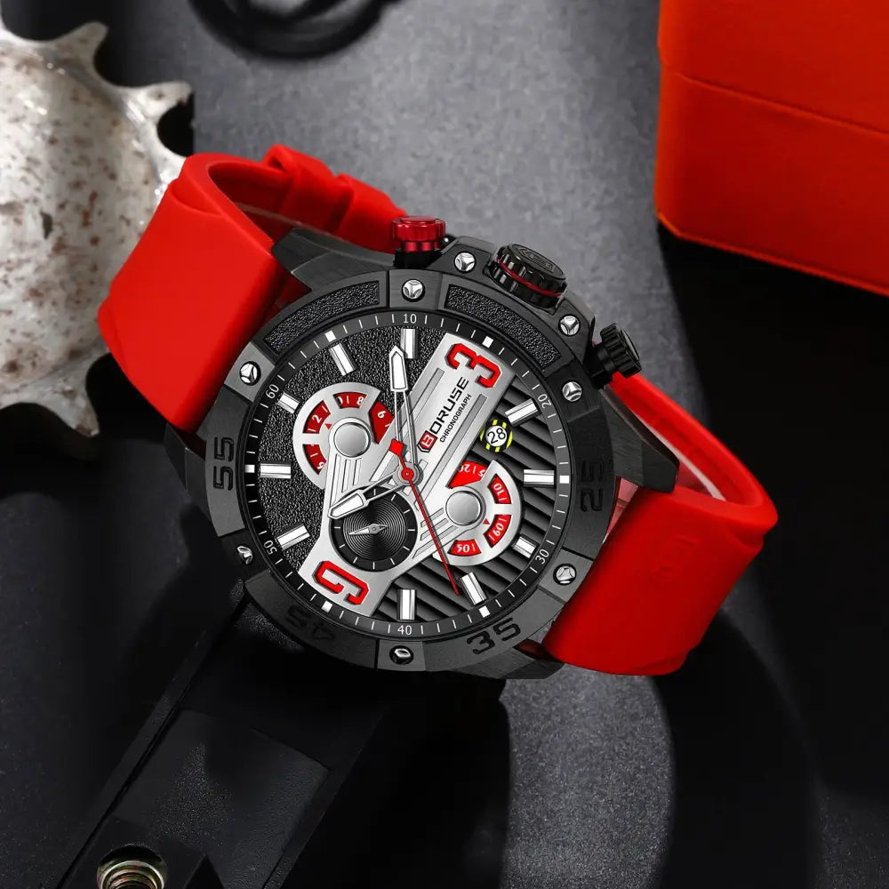 BORUSE Luxury Waterproof Sport Quartz Chronograph Military Watch Men Clock Mens Silicone Watch for Men Luminous Reloj Hombre - Lifestyle Travel Trading