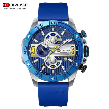 BORUSE Luxury Waterproof Sport Quartz Chronograph Military Watch Men Clock Mens Silicone Watch for Men Luminous Reloj Hombre - Lifestyle Travel Trading