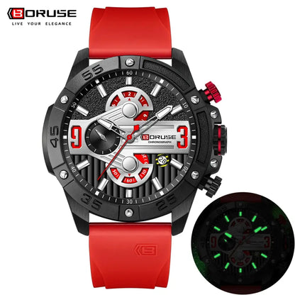 BORUSE Luxury Waterproof Sport Quartz Chronograph Military Watch Men Clock Mens Silicone Watch for Men Luminous Reloj Hombre - Lifestyle Travel Trading