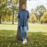 Women’s Irregular Turtleneck Sweater – Loose‑Fit Pullover in Multiple Colours