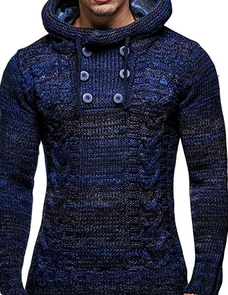 Hooded Turtleneck Sweater – Casual Knit Pullover