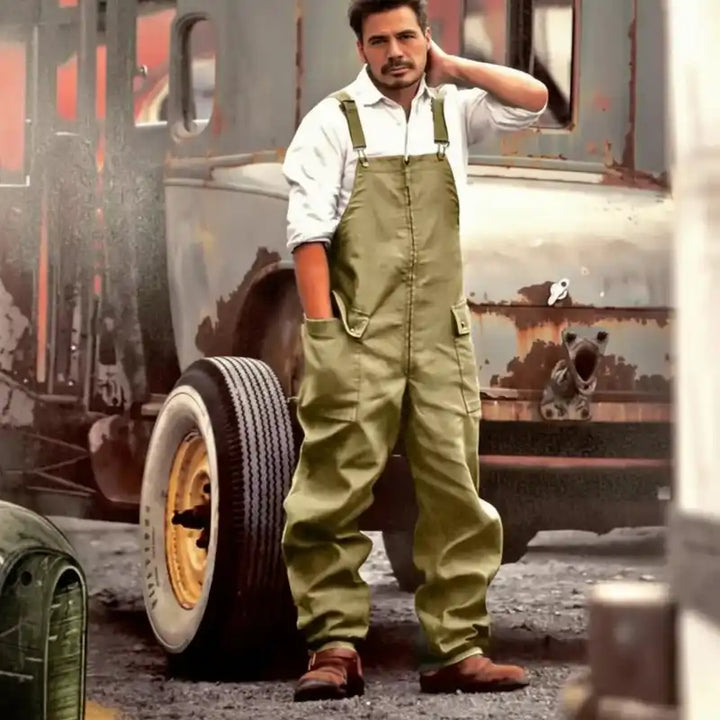 Men Denim Jumpsuit - Casual Retro Style Loose Fit Overalls Dropified