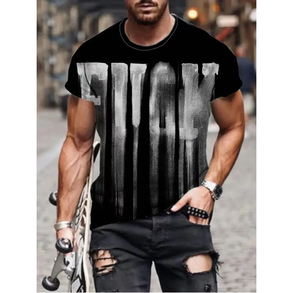 Men's T Shirt Graphic 3d O Neck Black White Stripes Oversized Clothing Casual Daily Top Streetwear Short Sleeve Clothing Apparel - Lifestyle Travel Trading