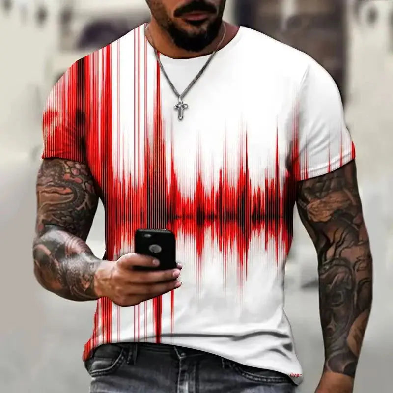 Men's T Shirt Graphic 3d O Neck Black White Stripes Oversized Clothing Casual Daily Top Streetwear Short Sleeve Clothing Apparel - Lifestyle Travel Trading