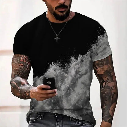 Men's T Shirt Graphic 3d O Neck Black White Stripes Oversized Clothing Casual Daily Top Streetwear Short Sleeve Clothing Apparel - Lifestyle Travel Trading