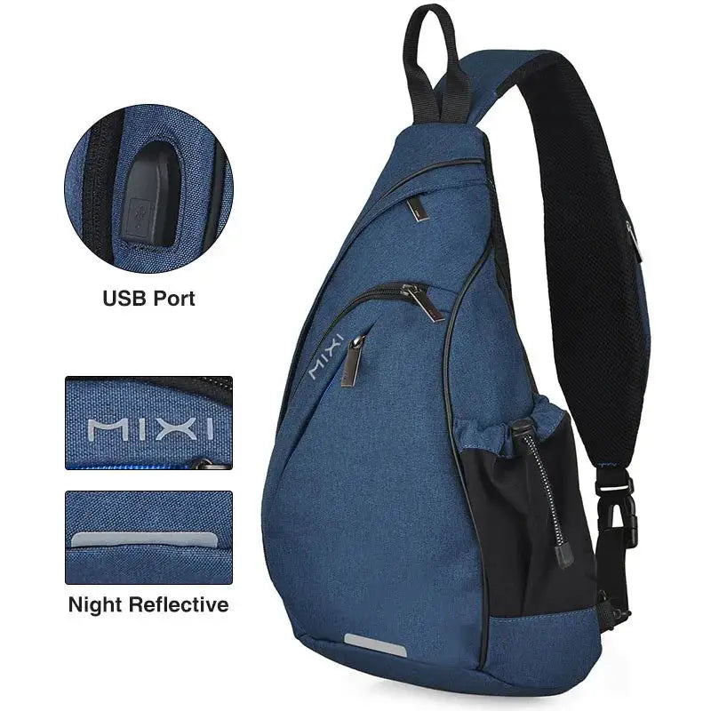 Mixi Men One Shoulder Backpack Women Sling Bag Crossbody USB Boys Cycling Sports Travel Versatile Fashion Bag Student School - Lifestyle Travel Trading