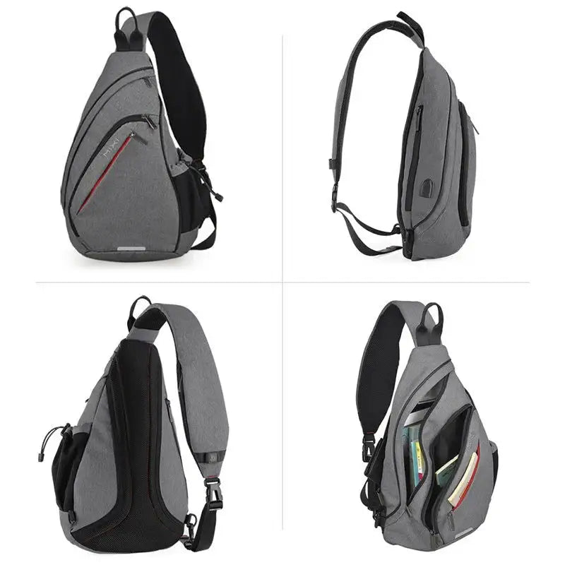 Mixi Men One Shoulder Backpack Women Sling Bag Crossbody USB Boys Cycling Sports Travel Versatile Fashion Bag Student School - Lifestyle Travel Trading