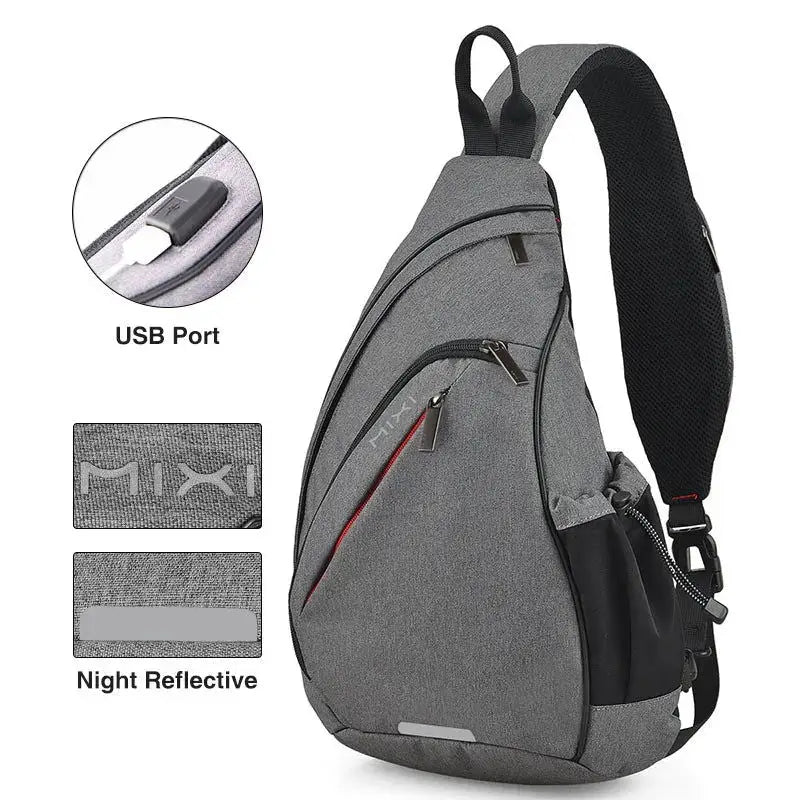 Mixi Men One Shoulder Backpack Women Sling Bag Crossbody USB Boys Cycling Sports Travel Versatile Fashion Bag Student School - Lifestyle Travel Trading