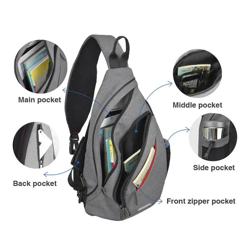 Mixi Men One Shoulder Backpack Women Sling Bag Crossbody USB Boys Cycling Sports Travel Versatile Fashion Bag Student School - Lifestyle Travel Trading