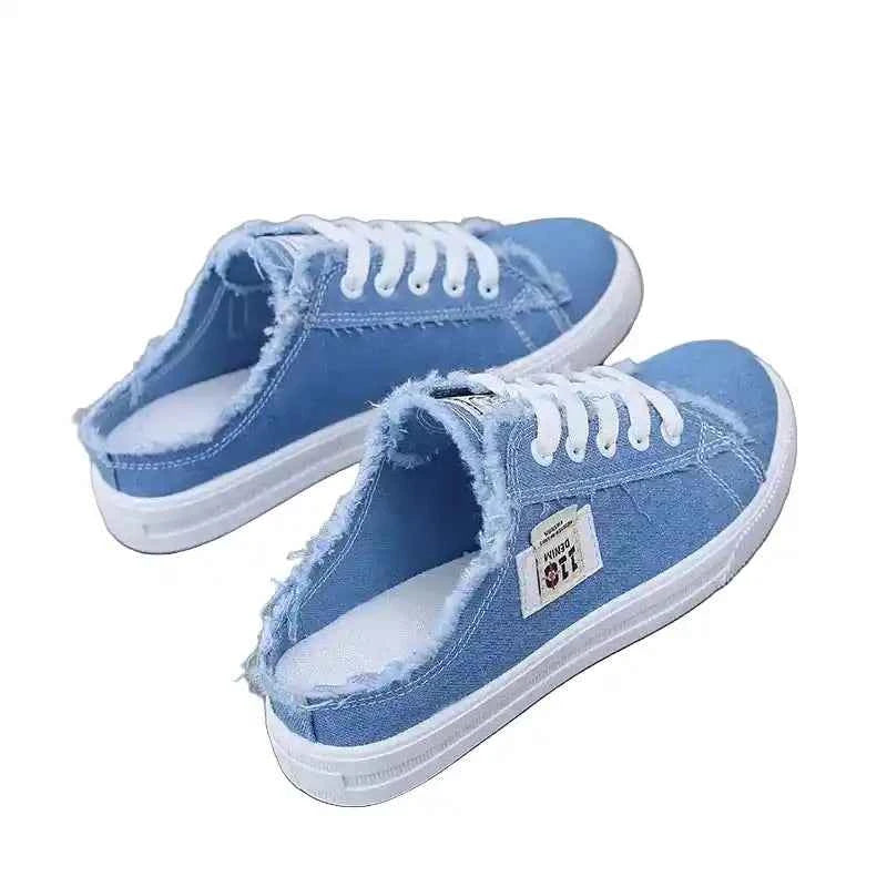 Women Canvas Sneaker | Low-Top Denim Lace-Up Board Shoes - Lifestyle Travel Trading