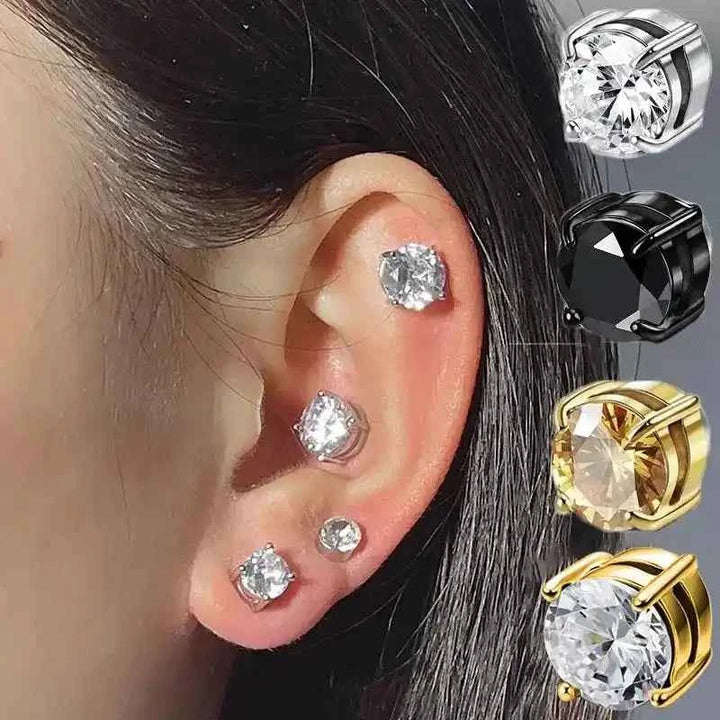 Non Piercing Earrings | Crystal Magnetic Clip-On Stud Unisex